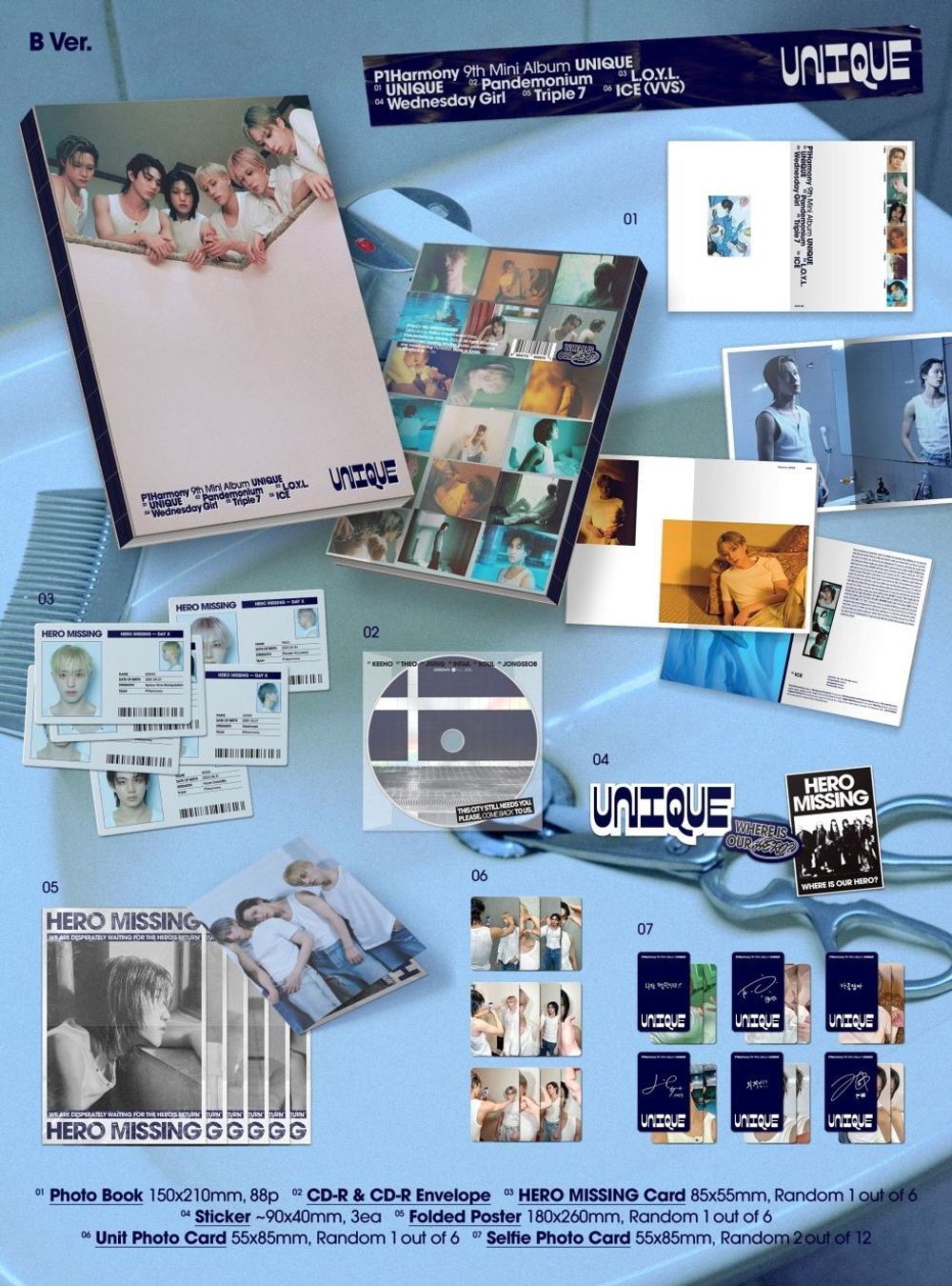 Альбом P1Harmony - UNIQUE 9th Mini Album PHOTOBOOK 3 Version SET
