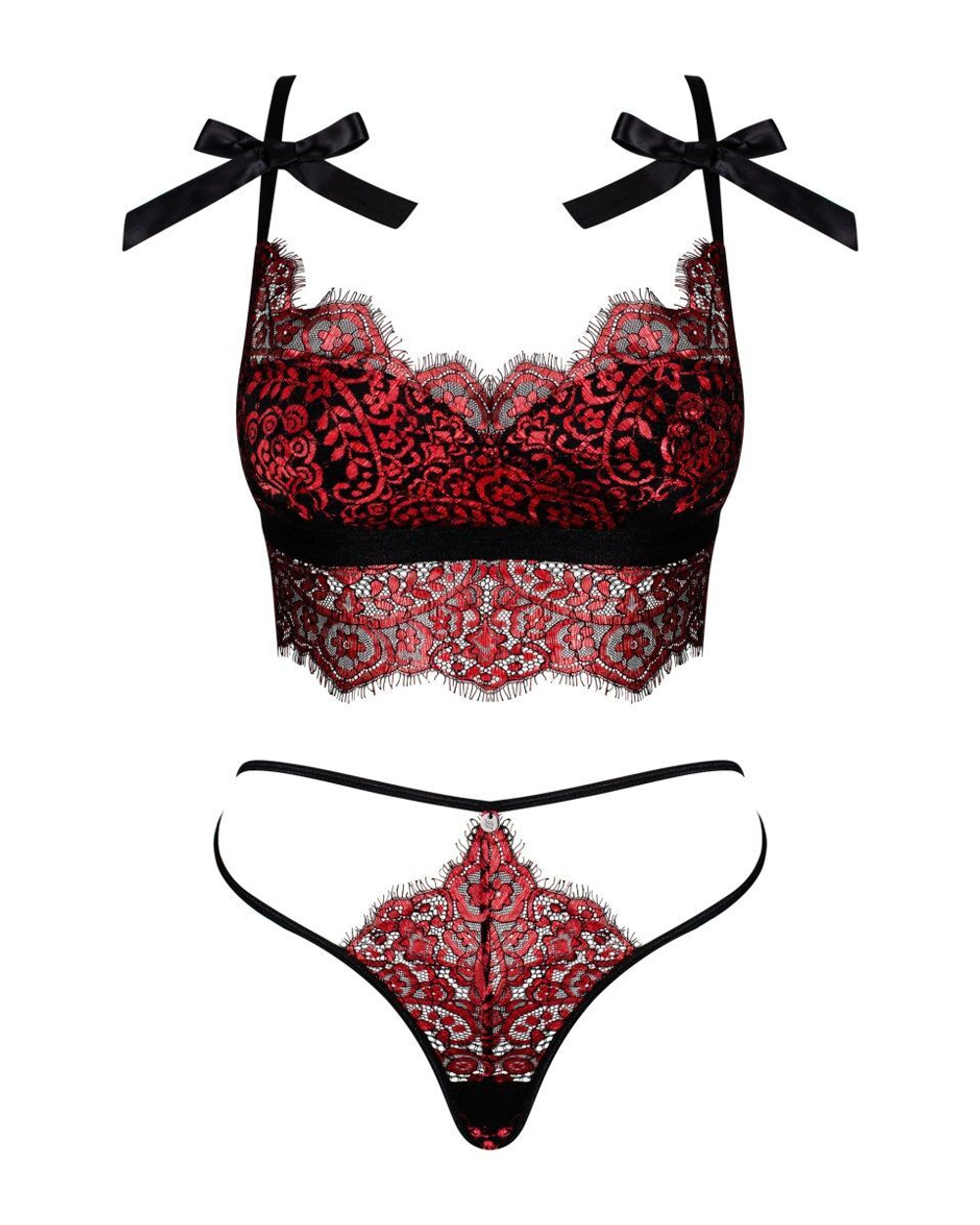 Пикантный комплект белья Redessia (Размер: L-XL) (Цвет: красный с черным)
