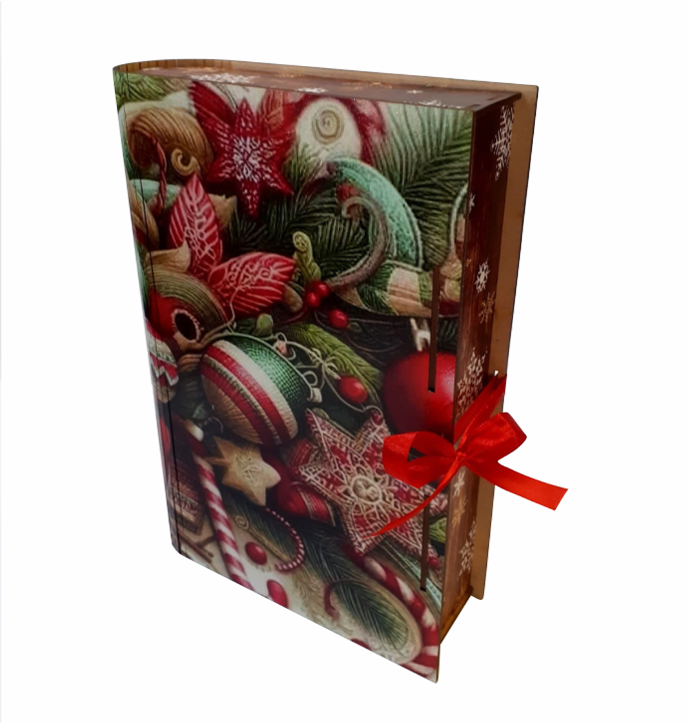 Деревянная Новогодняя упаковка,Книга Новогодняя