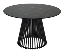 Стол TERNI 120 MATT BLACK MARBLE SOLID CERAMIC Черный мрамор матовый, керамика /Черн.каркас, ®DISAUR