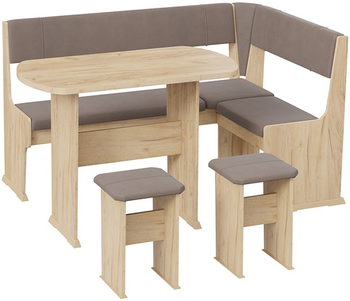 Рио Кухонный уголок (Дуб Крафт золотой/Микровелюр Duna Stone) ТриЯ