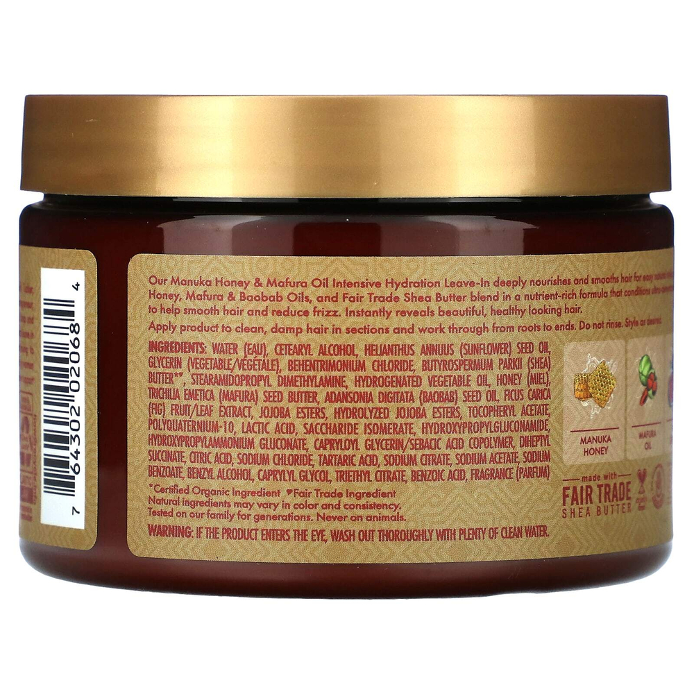SheaMoisture, Несмываемый кондиционер для интенсивного увлажнения, мед манука и масло мафуры, для очень сухих, поврежденных волос, 340 мл (11,5 жидк. унц.)