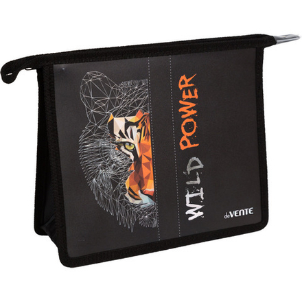 Папка д/тетрад. А5 (243x200x80) 1отд. молния сверху, пластик "Wild Power",тиснение фольгой