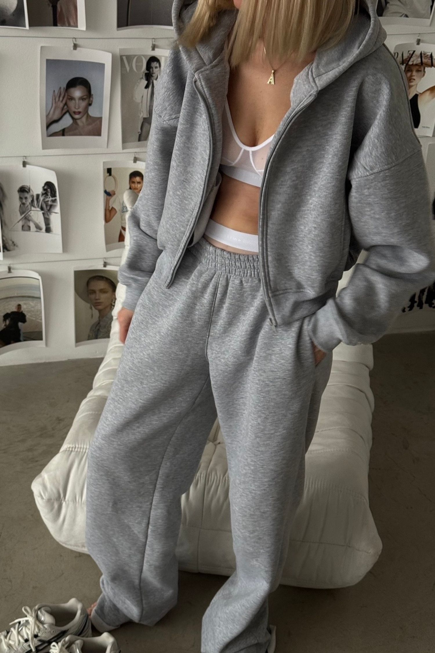 брюки ami new warm, серый меланж