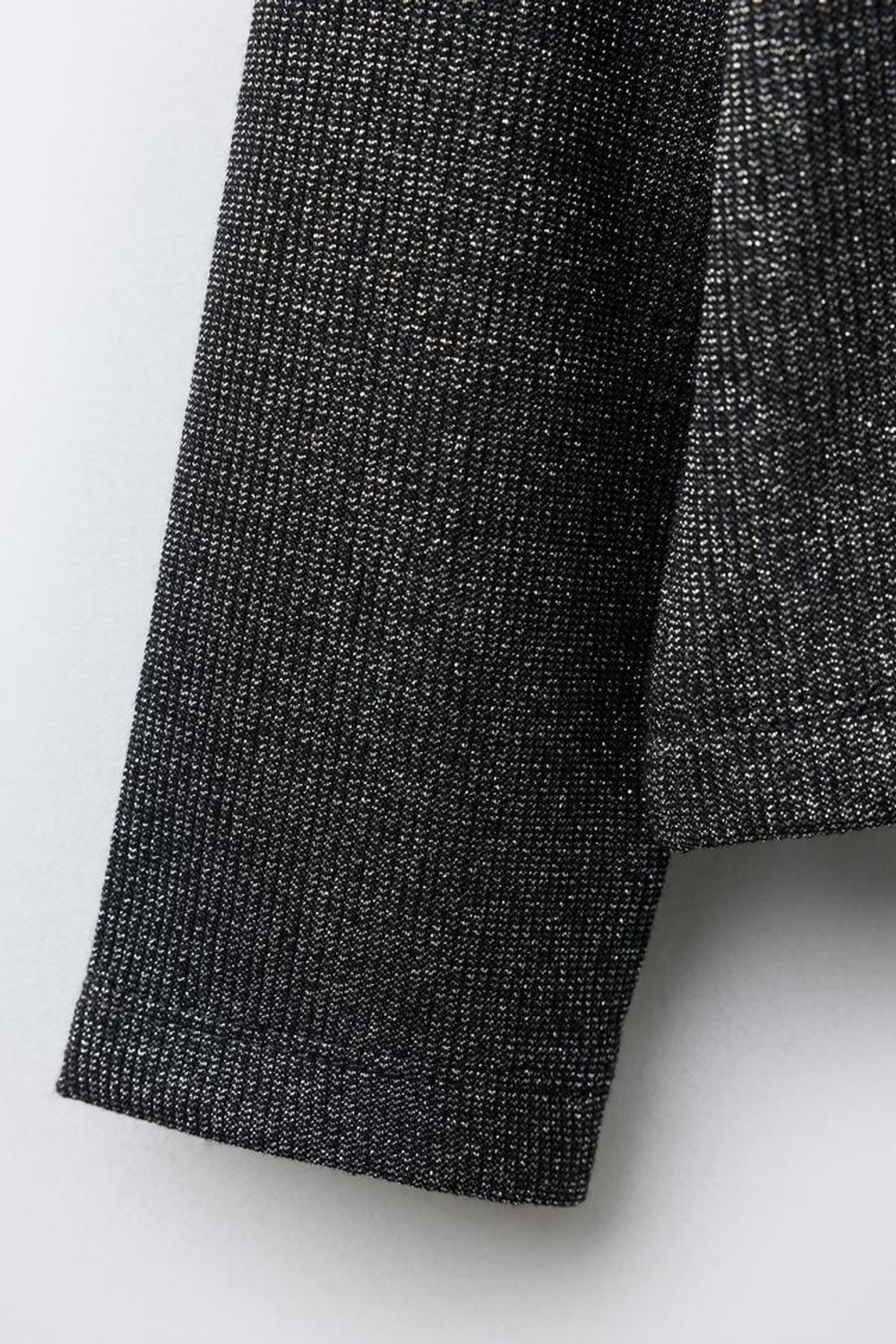 ZARA ФУТБОЛКА В РУБЧИК С БЛЁСТКАМИ, ЧЕРНЫЙ/СЕРЕБРЯНЫЙ