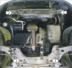 Защита картера Двигателя, КПП. 2 мм, Сталь. для Ford Focus 1998-2004 MOTODOR.00708