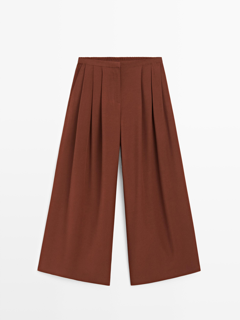 Massimo Dutti Широкие брюки с вытачками и эластичным поясом, оранжевый