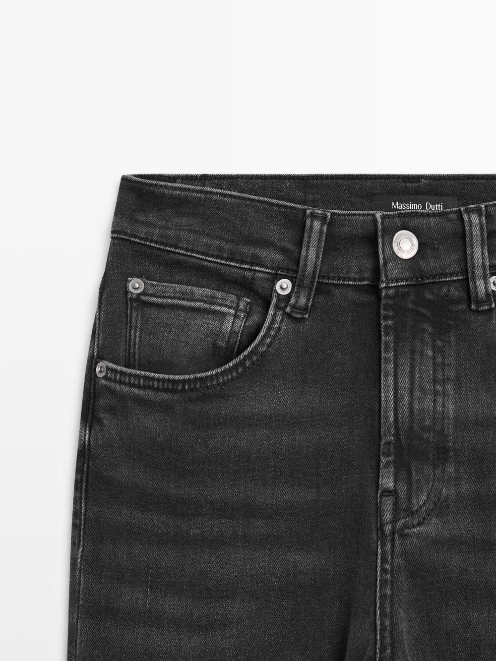 Massimo Dutti Расклешенные джинсы скинни с высокой посадкой, черный