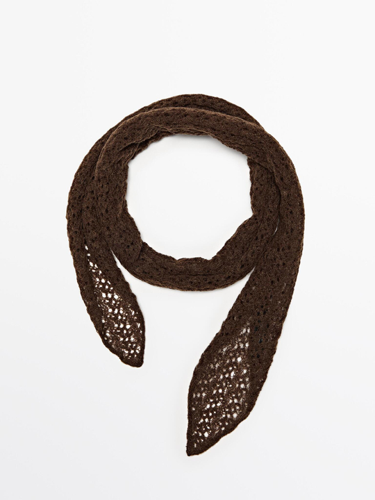 Massimo Dutti Трикотажный шейный платок, коричневый