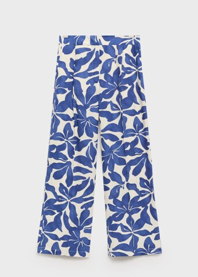 Брюки из смесового льна с принтом