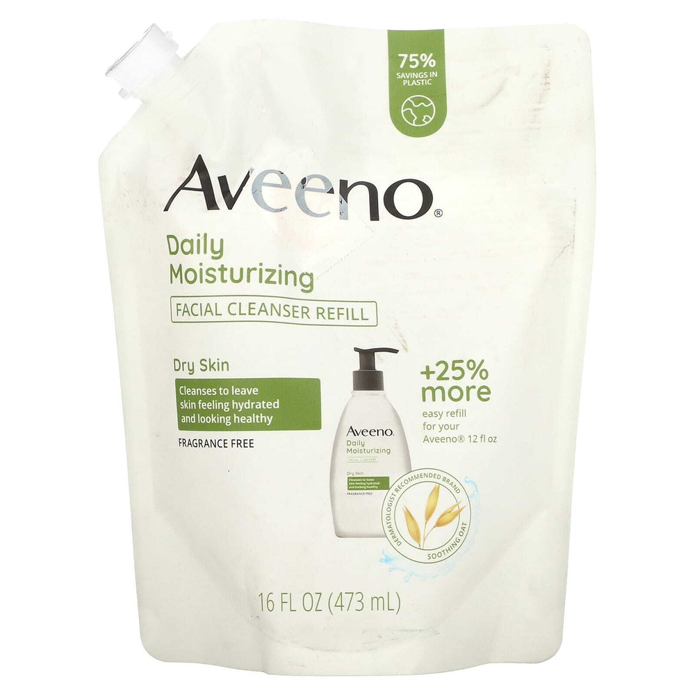 Aveeno, Ежедневное увлажнение, очищающее средство для лица, для сухой кожи, без отдушек, 16 жидк. унц. (473 мл)