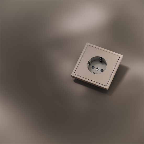 Накладка для розетки с заземлением и защитными шторками, S70 Metal (платина)