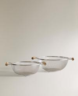 ZARA HOME ДУРШЛАГ С ДЕРЕВЯННЫМИ РУЧКАМИ, СЕРЫЙ