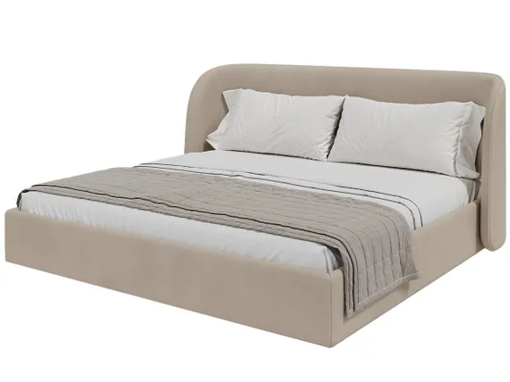 Кровать двуспальная Classic 200 см (бежевый, велюр)