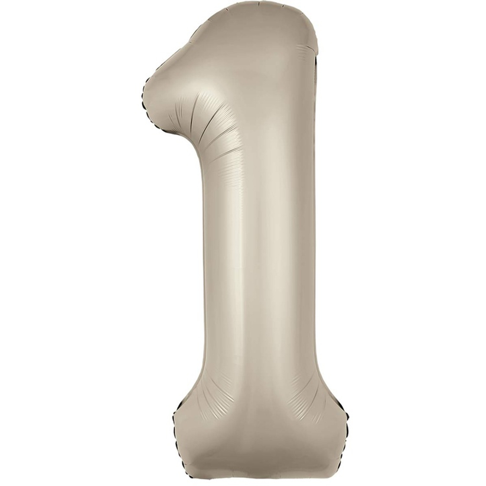 Шар фольгированный Цифра 1 101 см (Бежевый)