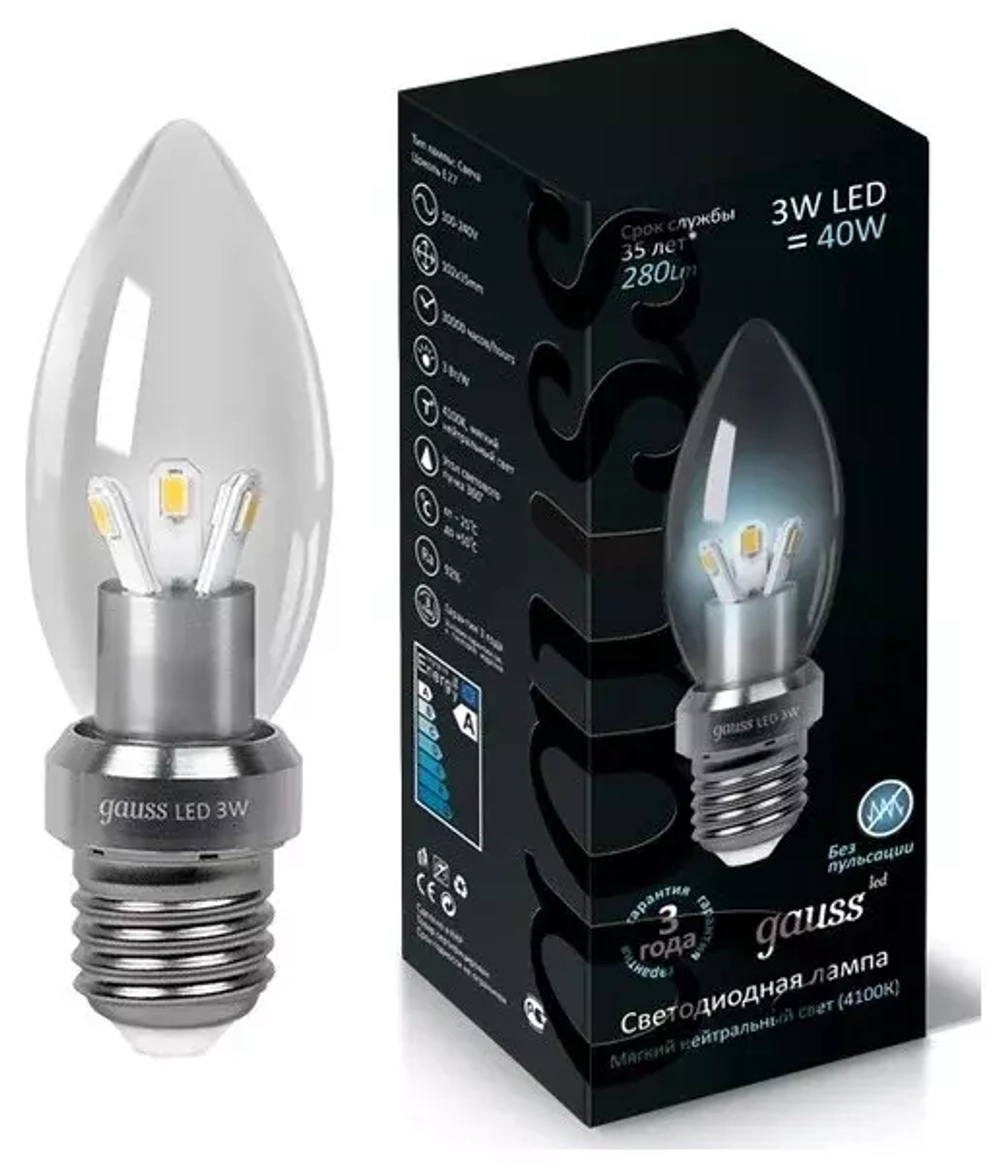 Лампа Gauss Candle Cristal 3W E27 41 HA103202203
