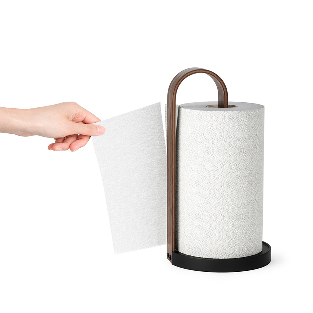 Держатель для бумажных полотенец bellwood, черный/орех