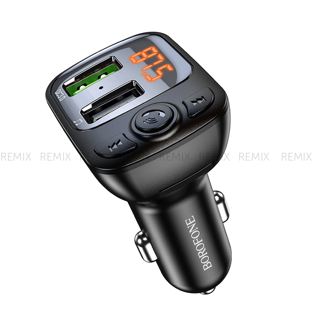 FM-трансмиттер+АЗУ 2USB QC3.0 1.0A W18 Borofone BC41 (Black)
