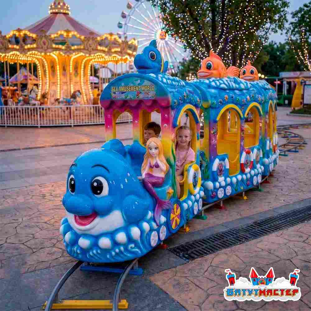 Аттракцион рельсовый для детей «В гости к русалке», 4 кабинки, 8 мест