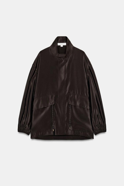 ZARA КУРТКА С ВОРОТНИКОМ-СТОЙКОЙ И РЕГУЛИРУЕМОЙ ТАЛИЕЙ, КОРИЧНЕВЫЙ