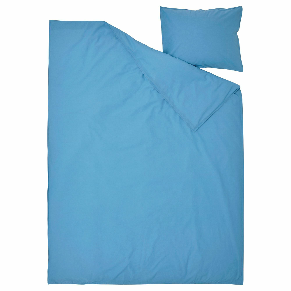 Комплект постельного белья IKEA ANGSLILJA (ЭНГСЛИЛЯ), Односпальный, Синий, 150x200, 50x80 см