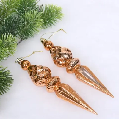 Ёлочные игрушки «Сказочная сосулька» 17,8 см, Шампань (набор 2 шт)