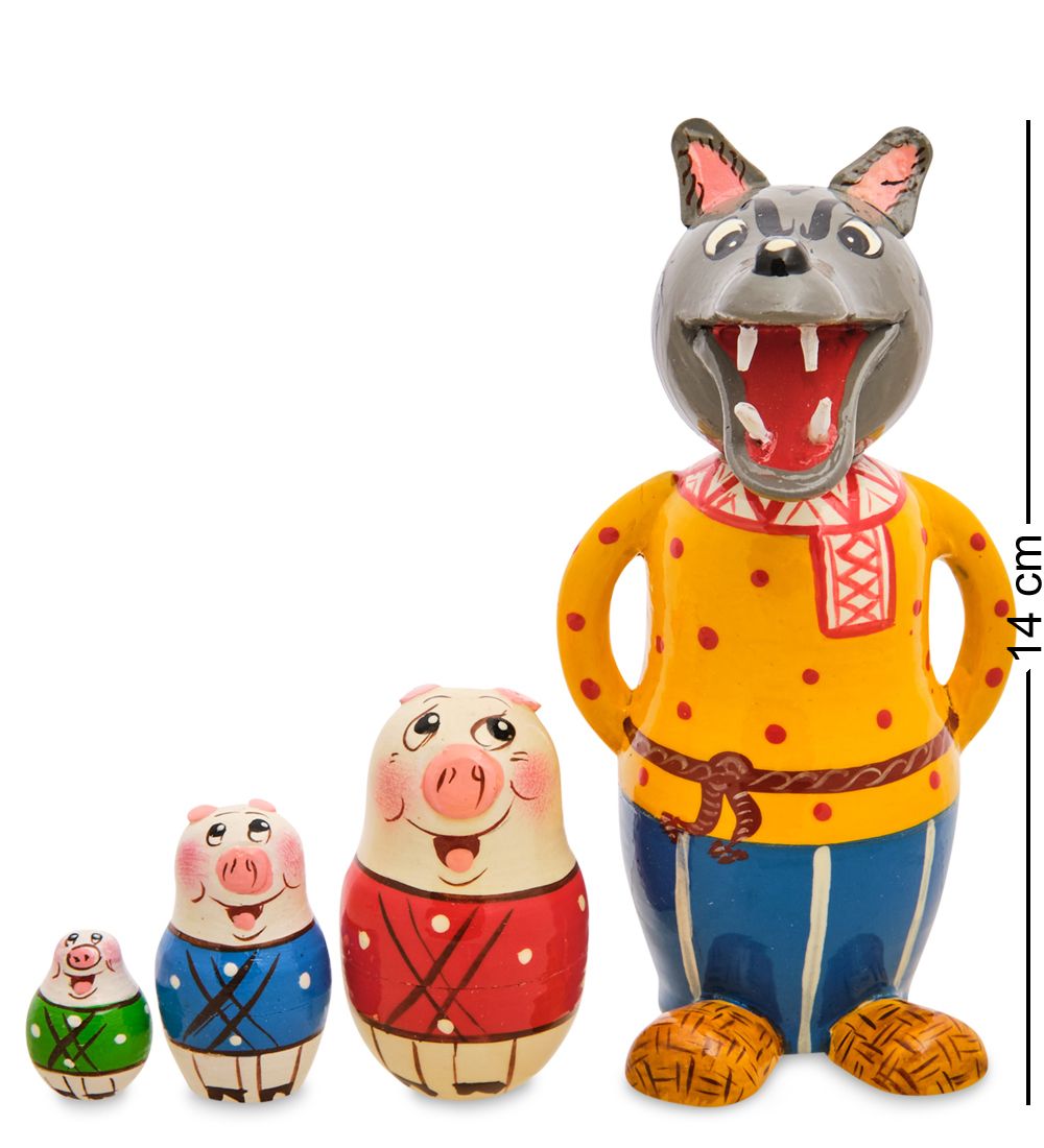 МР-14/19 Матрешка 4м «Волк и три поросенка» мал.