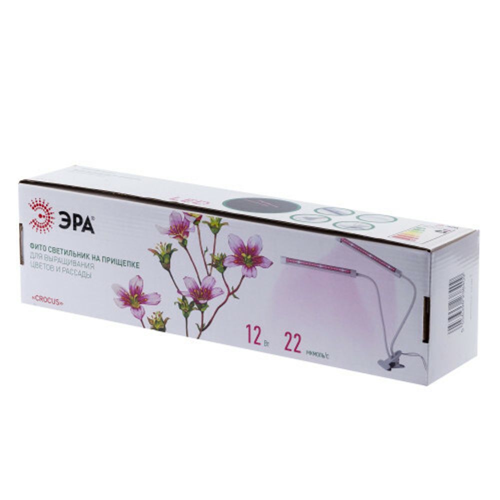 Светильник для растений на прищепке ЭРА FITO-20W-АLED-L полного спектра 12 Вт белый