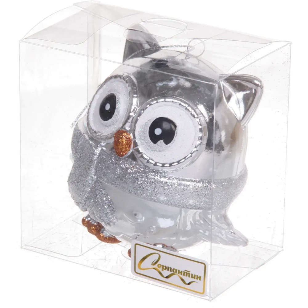 Ёлочная игрушка «Мудрая сова» 10*5*10 см, серебро