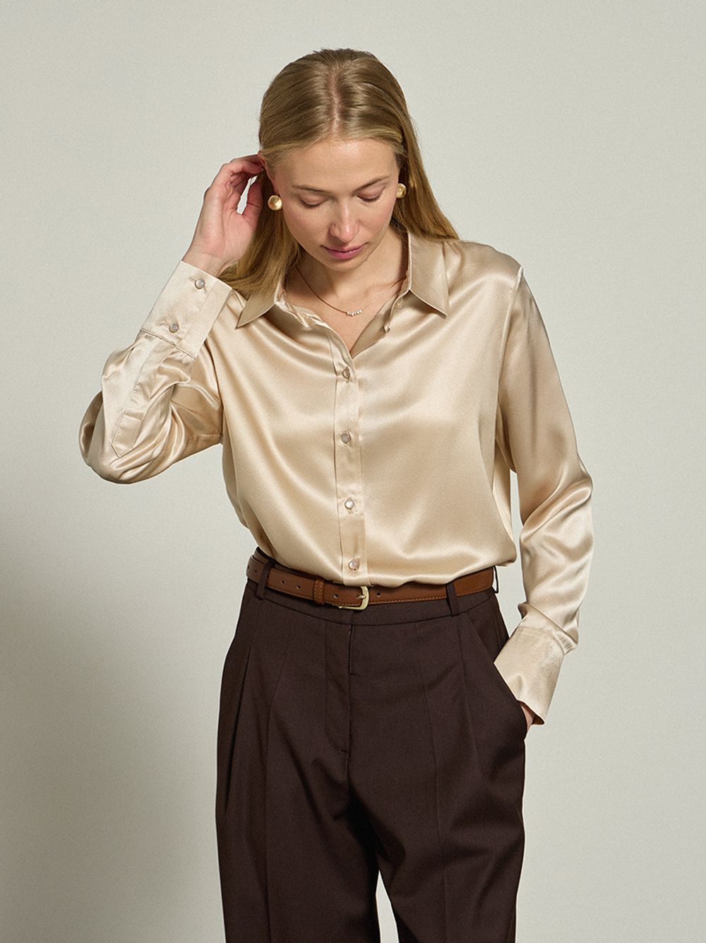 Рубашка Кельн латте шелк