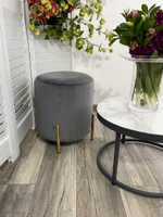 Пуф для гостиной М-City DISAUR Райс (Rice) Bluvel-14 Серый, Золотой