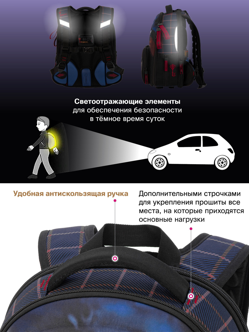 Ранец GROOC 16-17 + пенал + мешок + сумка-пенал