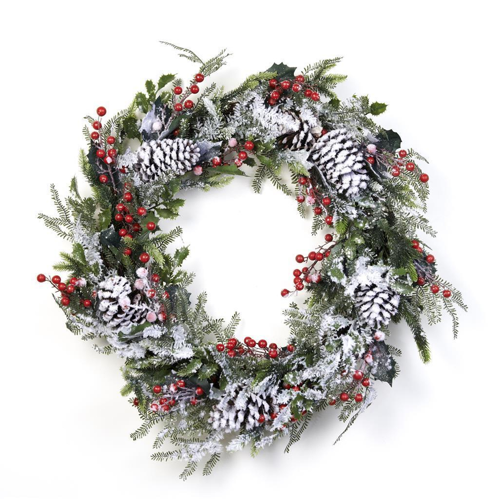 Новогодний украшенный венок, 64 см