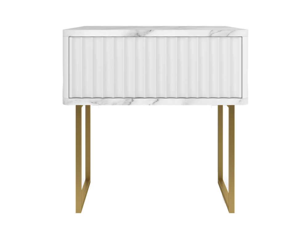Тумба прикроватная на ножках ROYAL 5001 эко (Мрамор Каррара-Золото)