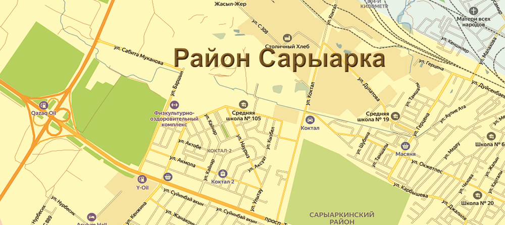 План-схема г. Астана 150 х 170 см подготовлена 17.03.25 год Обновленная добавлен новый район Сарайшык