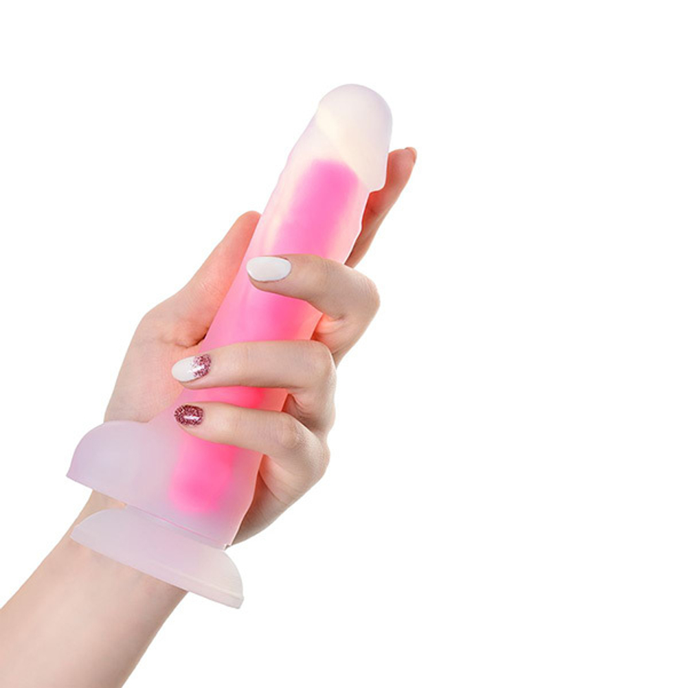 Прозрачно-розовый светящийся в темноте фаллоимитатор 18см ToyFa Beyond James Glow 872013