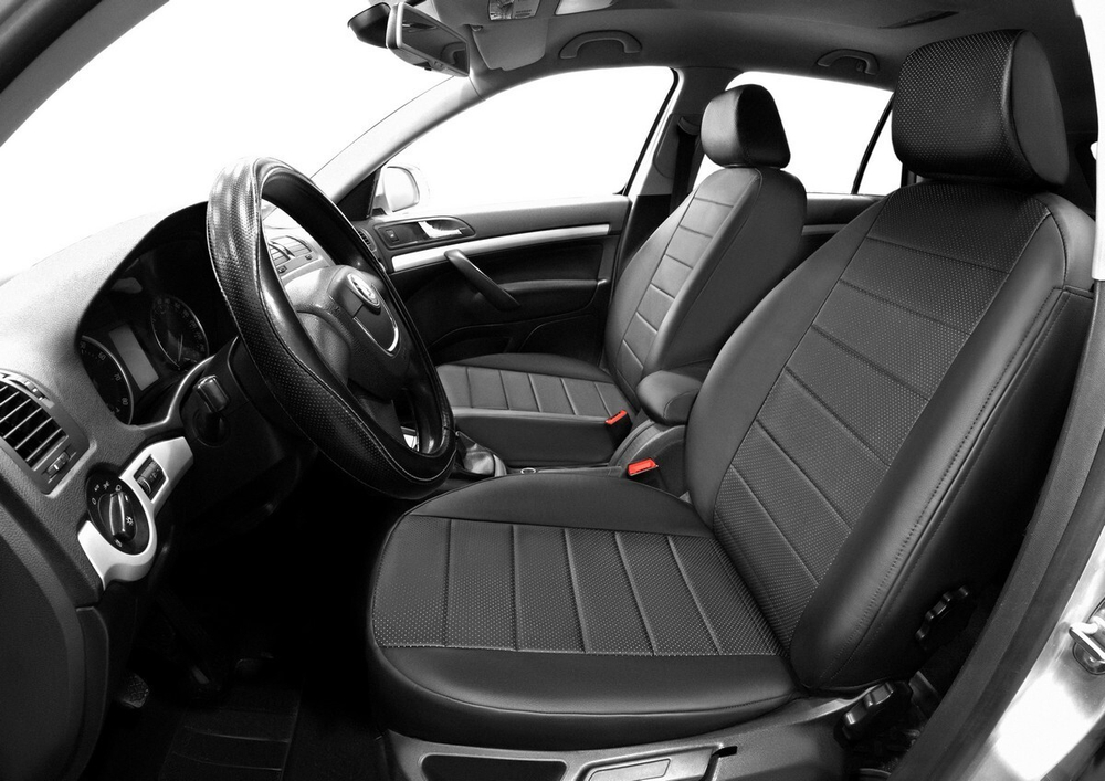 Авточехлы Rival Строчка (зад. спинка 40/60) для сидений Skoda Octavia A5 универсал, лифтбек 2004-2013, эко-кожа, черные, SC.5102.1