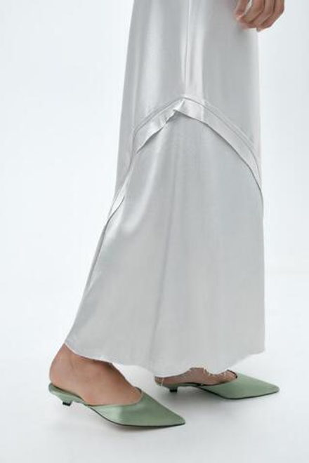ZARA ТУФЛИ-МЮЛИ ИЗ ТКАНИ НА СРЕДНЕМ КАБЛУКЕ, СИНИЙ