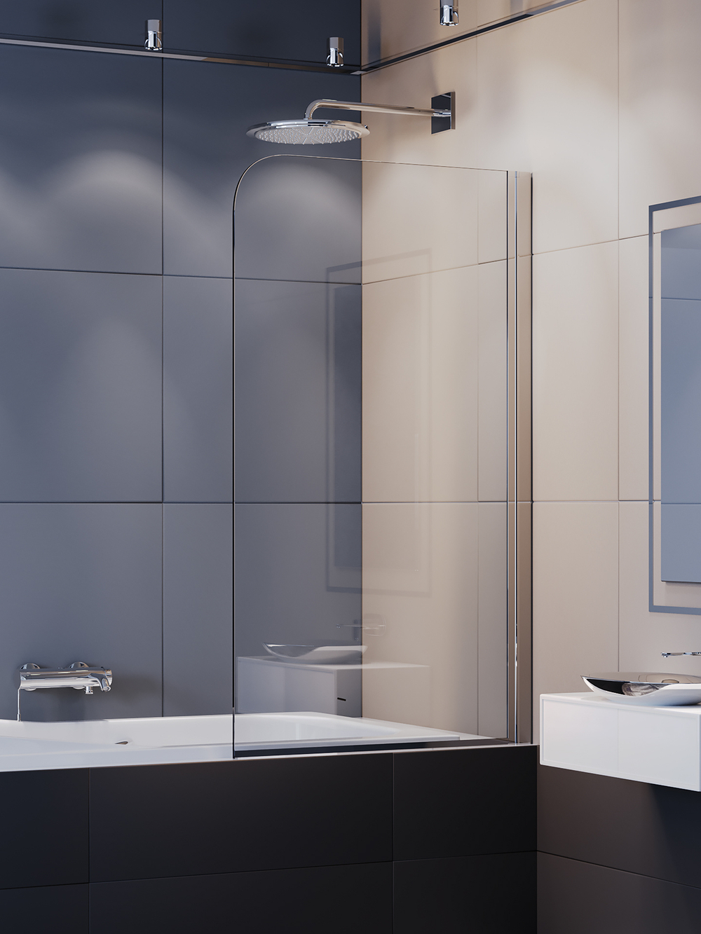 Ограждение на ванну WeltWasser  WW100 Арт. 100T1-80  10000001222 прямоугольная-ассиметричная