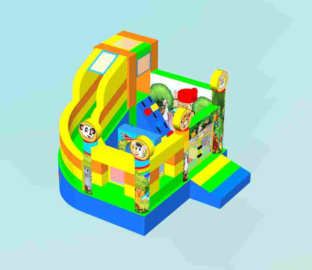 Детский надувной батут "Попугайчики", размер 3,5*3*2,7 м