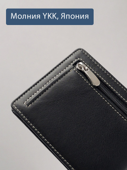 725 R - Зажим для купюр с монетником на молнии и RFID защитой