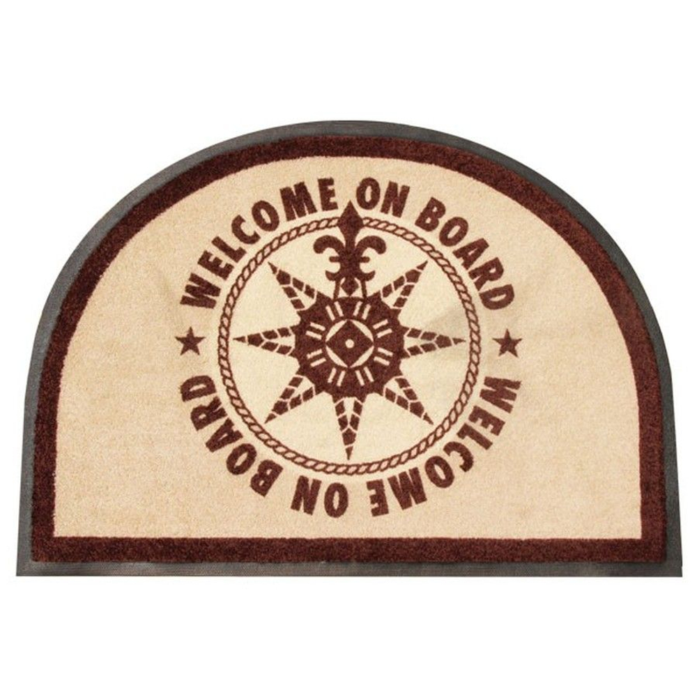 Яхтенный Коврик на нескользящей основе "Welcome on board", коричневый (10254691)