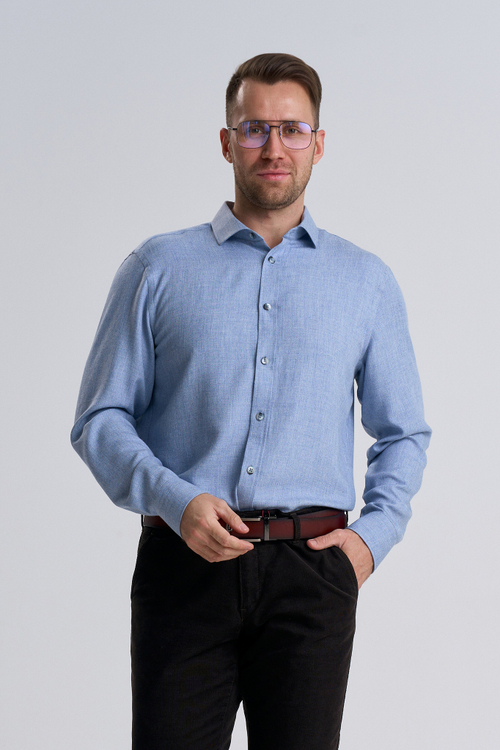 Сорочка мужская ZEER длинный рукав, цвет светло-синий, EcoVero вискоза/пэ 51215 05