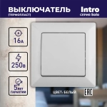 Выключатель Intro Solo 4-101-01 одноклавишный 10А-250В IP20 СУ белый