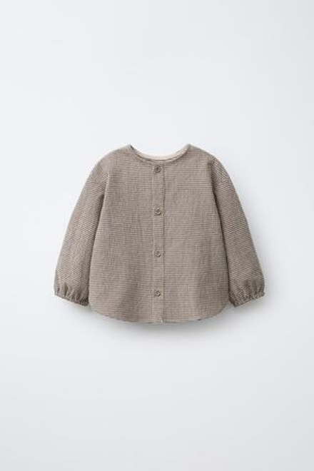 ZARA РУБАШКА В КЛЕТКУ ВИШИ, ЧЕРНЫЙ/ЭКРЮ