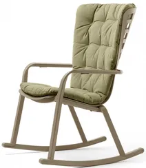 Кресло-качалка Folio коричневое с зеленой подушкой