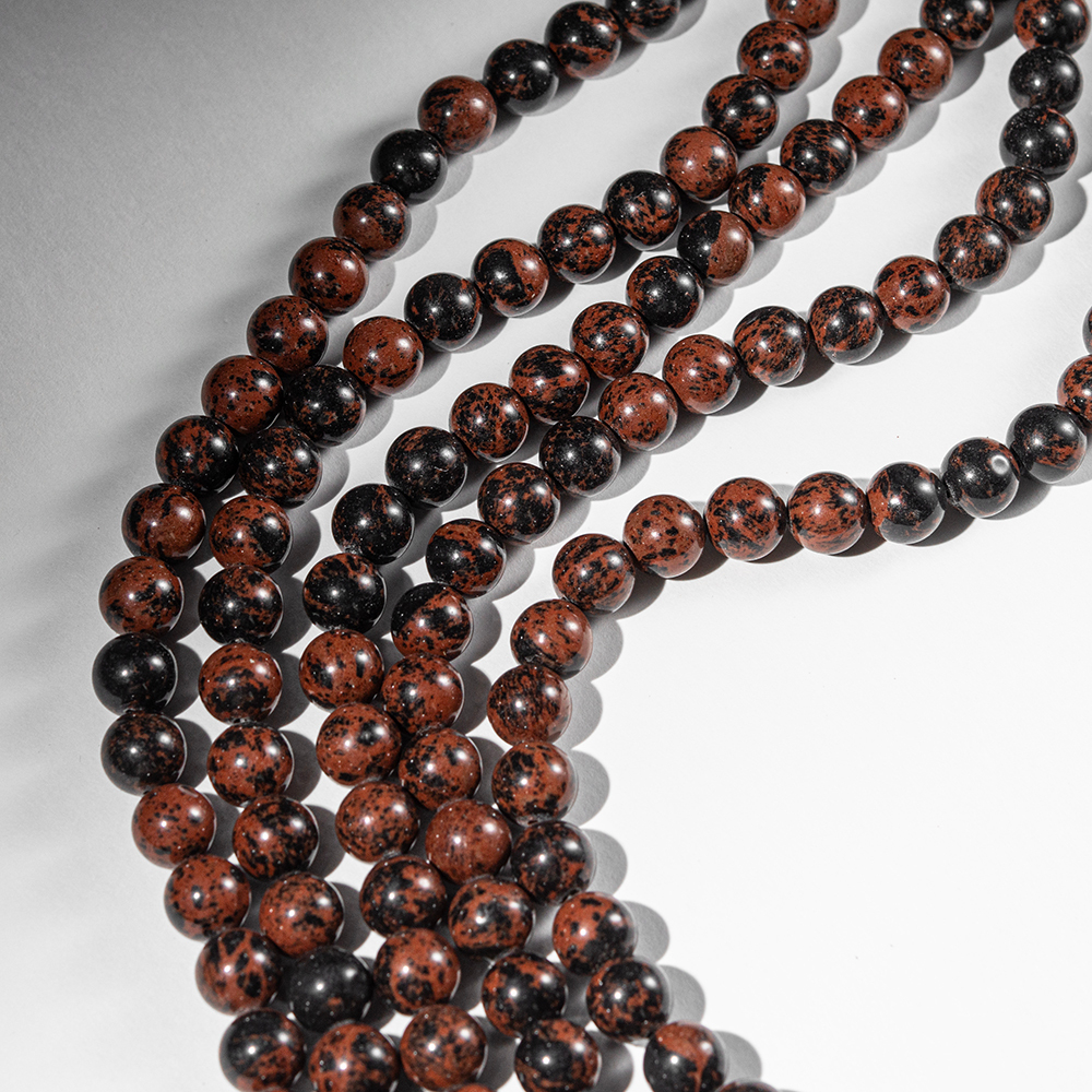 Обсидиан махагон натуральный, бусины в форме шара, 12,3мм