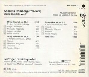 Leipziger Streichquartett / Andreas Romberg: String Quartets Op.30,1; 16,2 & 2,2 Volume 2 (DVD Audio)