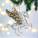 Подвеска «Сказочный единорог» 13*13 см, Белый/Золотой блеск