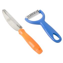 Набор: нож- шинковка и овощечистка 7*21*1см. (в ассортименте) (нержавеющая сталь, полипропилен)